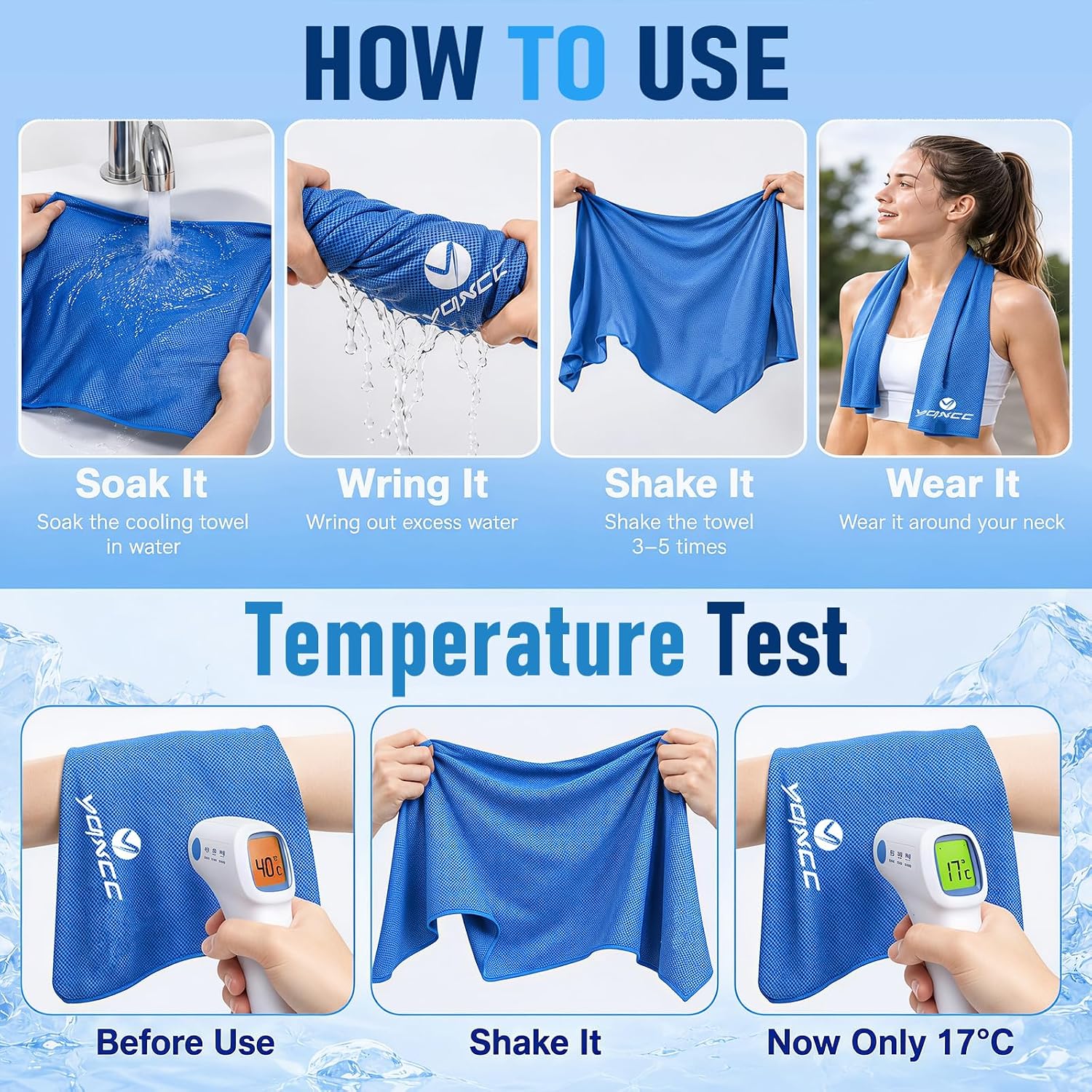 Detalle 2 de YQXCC Cooling Towels 120x30 cm: Ultra-Soft Microfiber Chill for Active Lifestyles