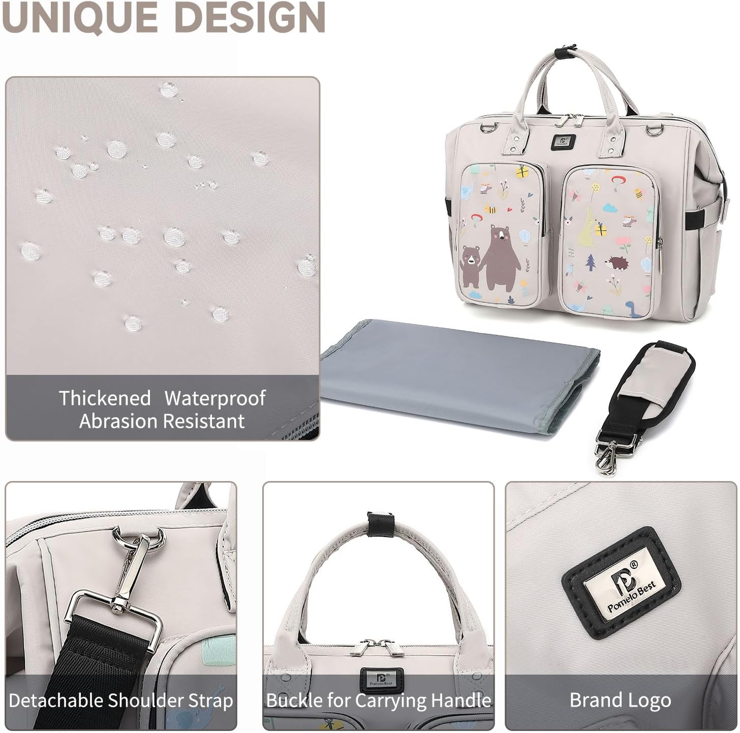 Detalle de Pomelo Best Bolso Cambiador Bebé impermeable 36 cm