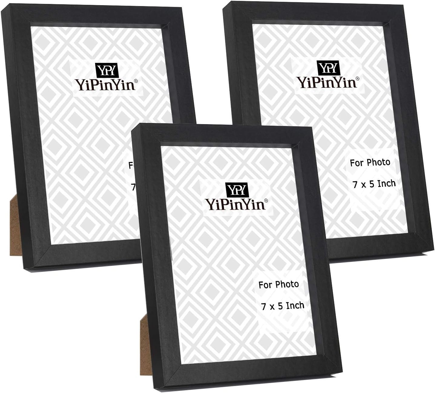 Thumbnail 6 de YiPinYin 6x6" (15x15cm) Square Wood Photo Frames Set of 3 with Acid Free Mount