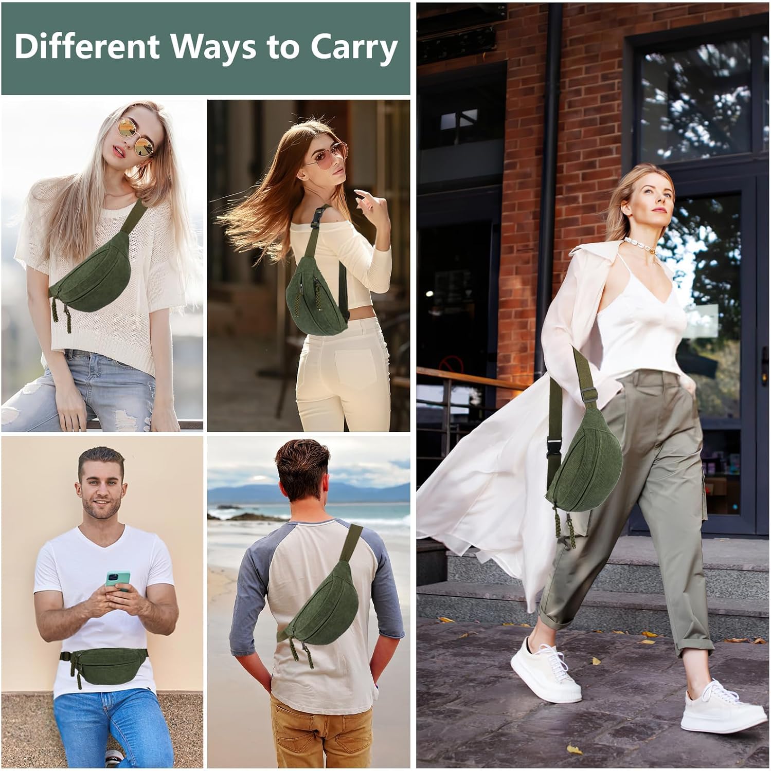 Thumbnail 5 de Cord Bauchtasche Grün Crossbody