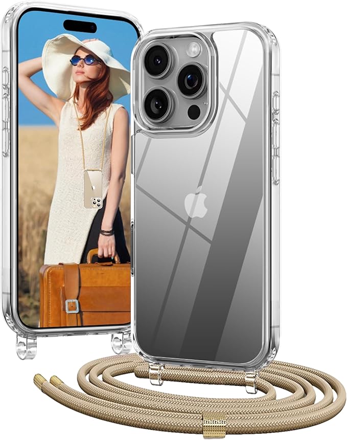 Detalle de OLEPHY Funda Transparente con Correa para iPhone 16 Pro