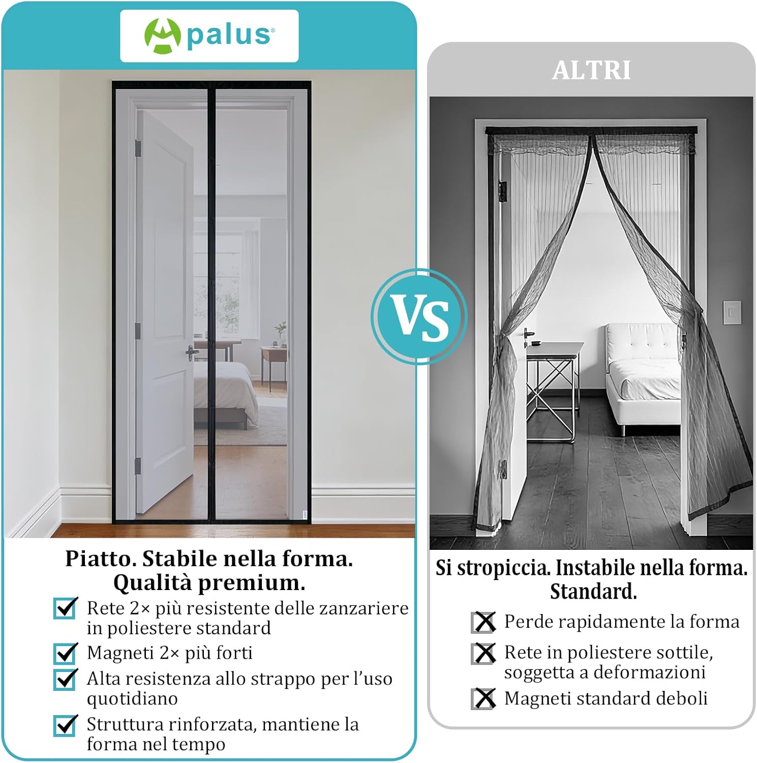 Thumbnail 4 de Apalus VP zanzariera magnetica per porta balcone 100×220 cm, magneti più forti e fascia auto-adesiva