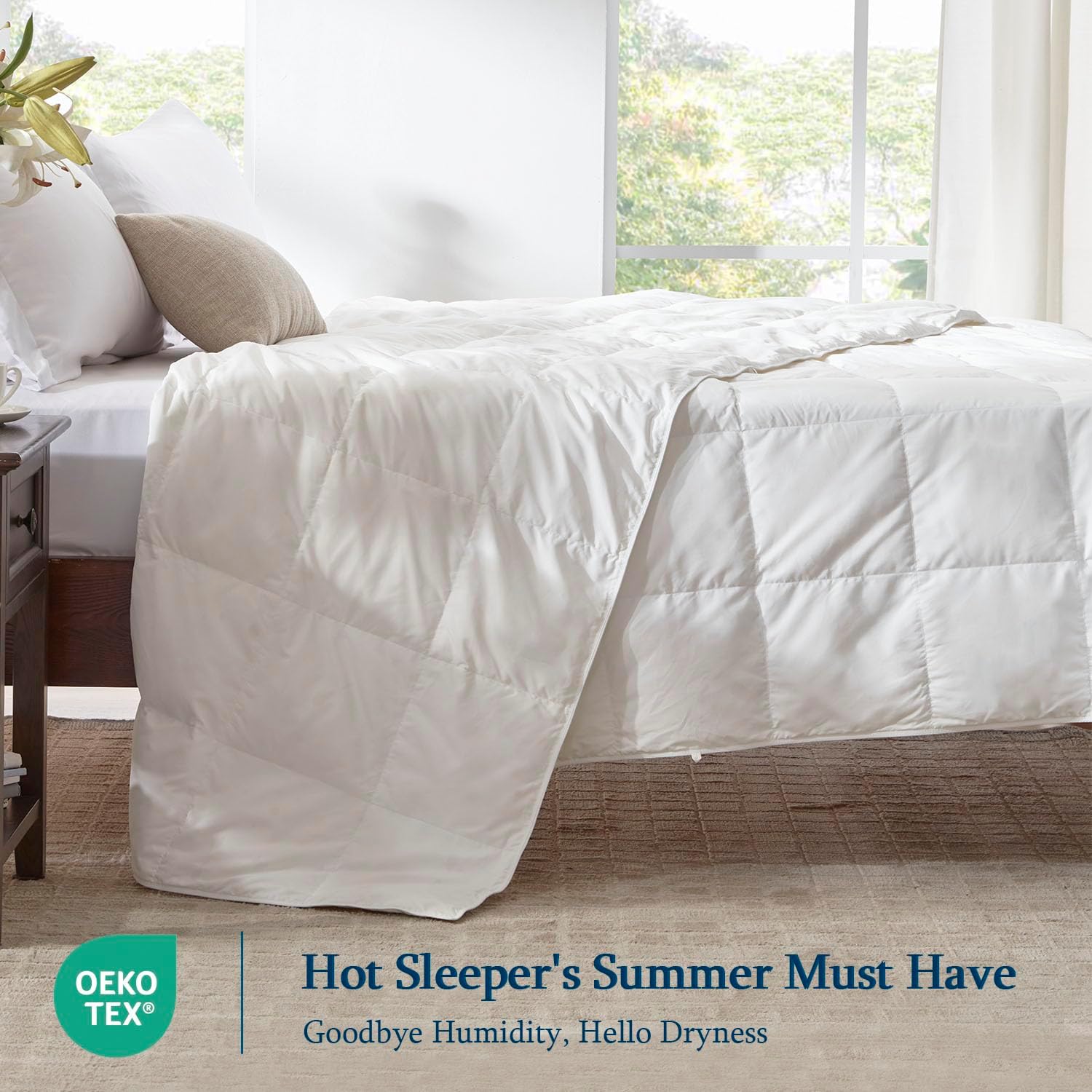 Detalle de Globon Summer Down Comforter King Size: Ultra-Light, Breathable Comfort for Hot Sleepers