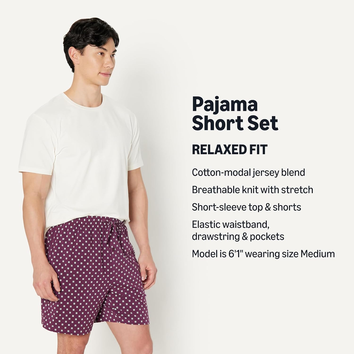 Thumbnail 1 de Amazon Essentials Men's Cotton-Modal Pajama Set: Short Sleeve Tee & Shorts