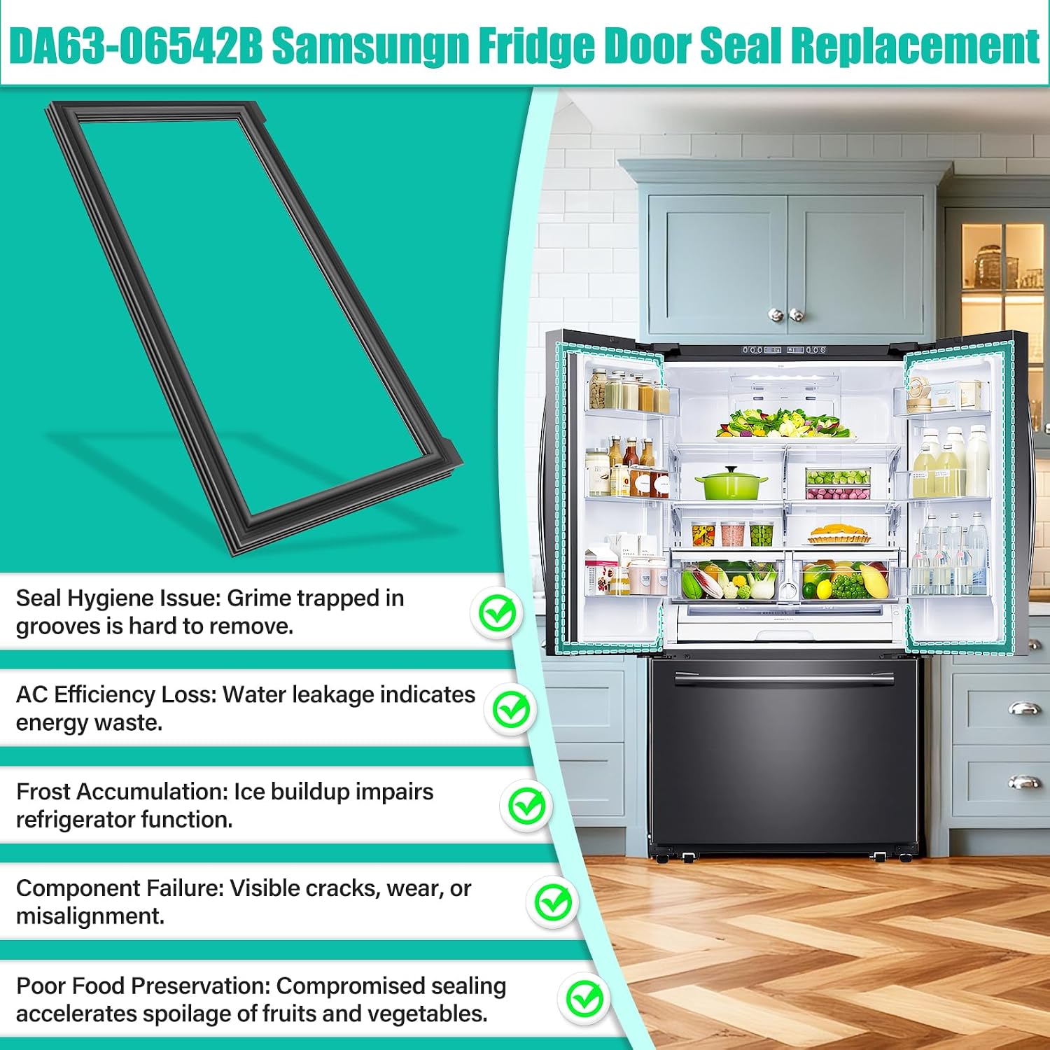 Detalle 2 de Samsung-Compatible Refrigerator Door Gasket DA63-06542B
