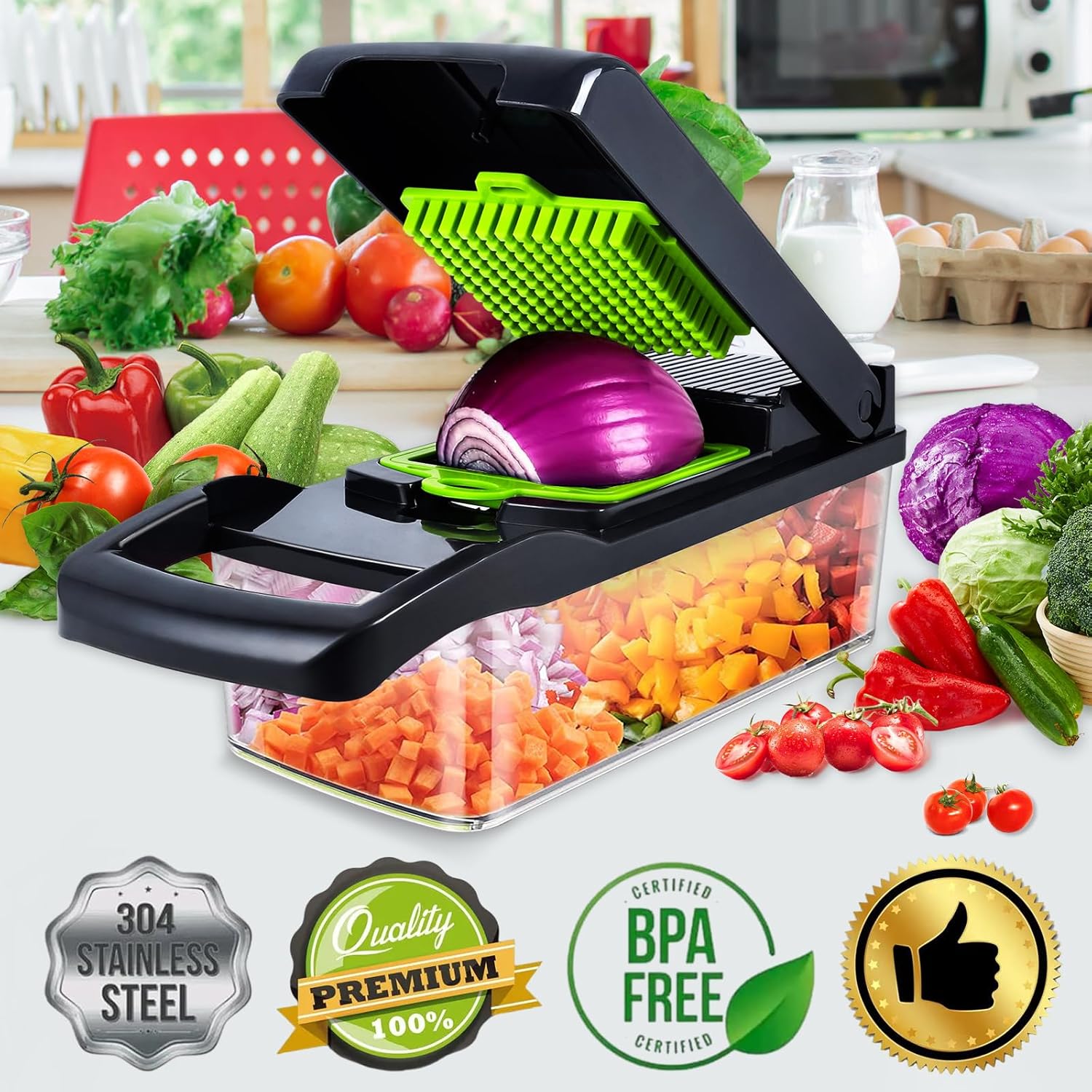 Thumbnail 2 de Vegetable Chopper 18-in-1 Mandoline Slicer with 7 Blades, Safety Glove, Peeler & Cleaning Tools