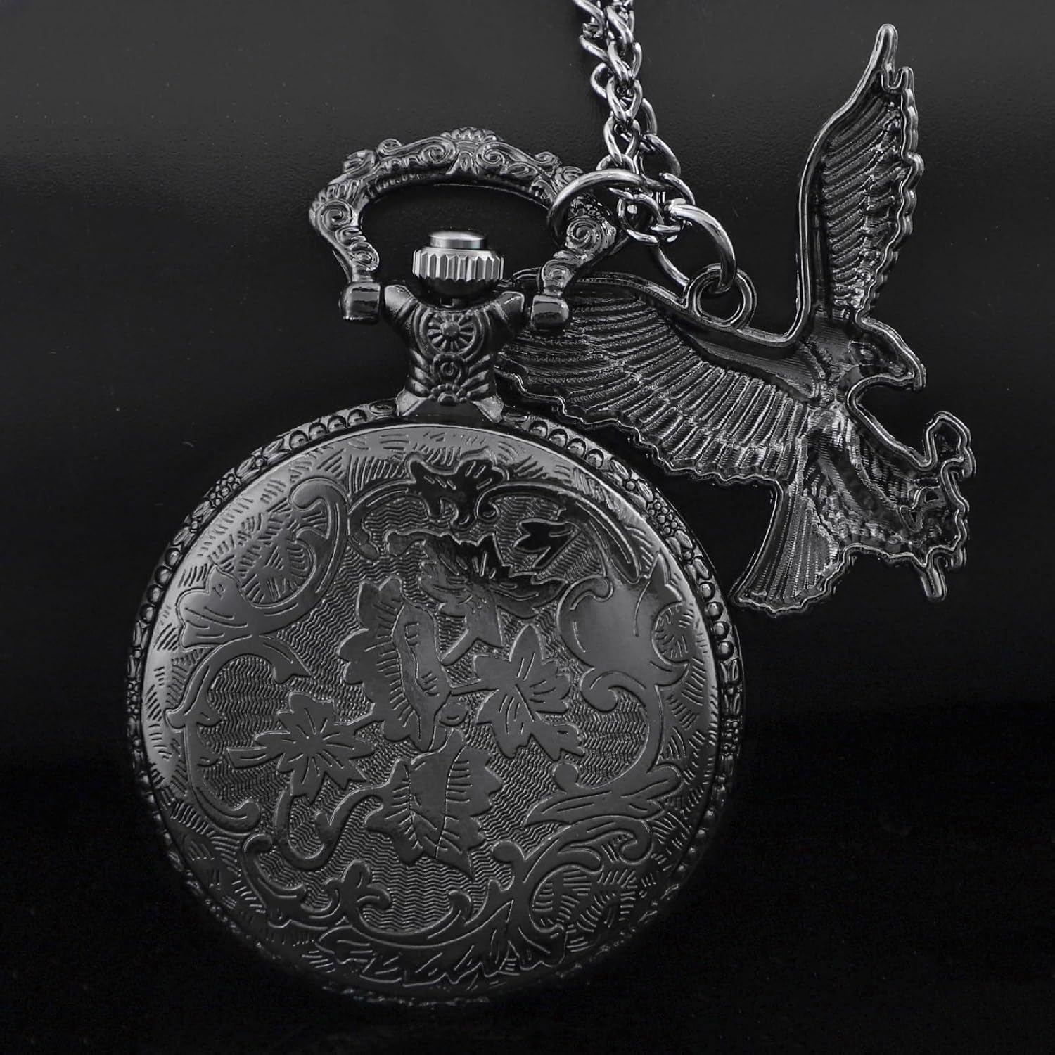 Thumbnail 4 de Tiong Vintage Eagle Pattern Design Pocket Watch and Pendant – Classic Quartz with Chain (4.5 cm) For Men