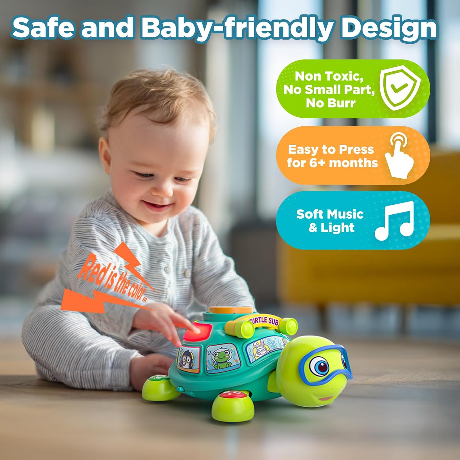 Thumbnail 4 de Musical Crawling Turtle Toy for Babies (3–12 Months) – Light-up, Bilingual Learning Fun