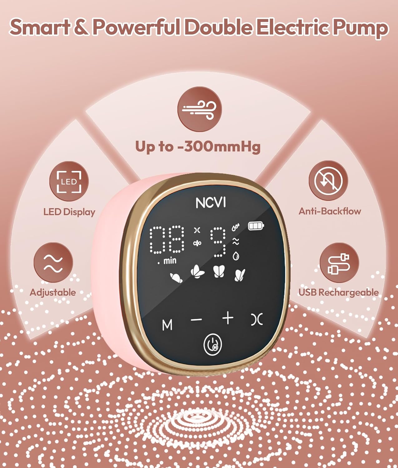 Thumbnail 2 de NCVI Double Electric Breast Pump 8782 – Portable anti-backflow, LED display, 4 modes & 9 levels