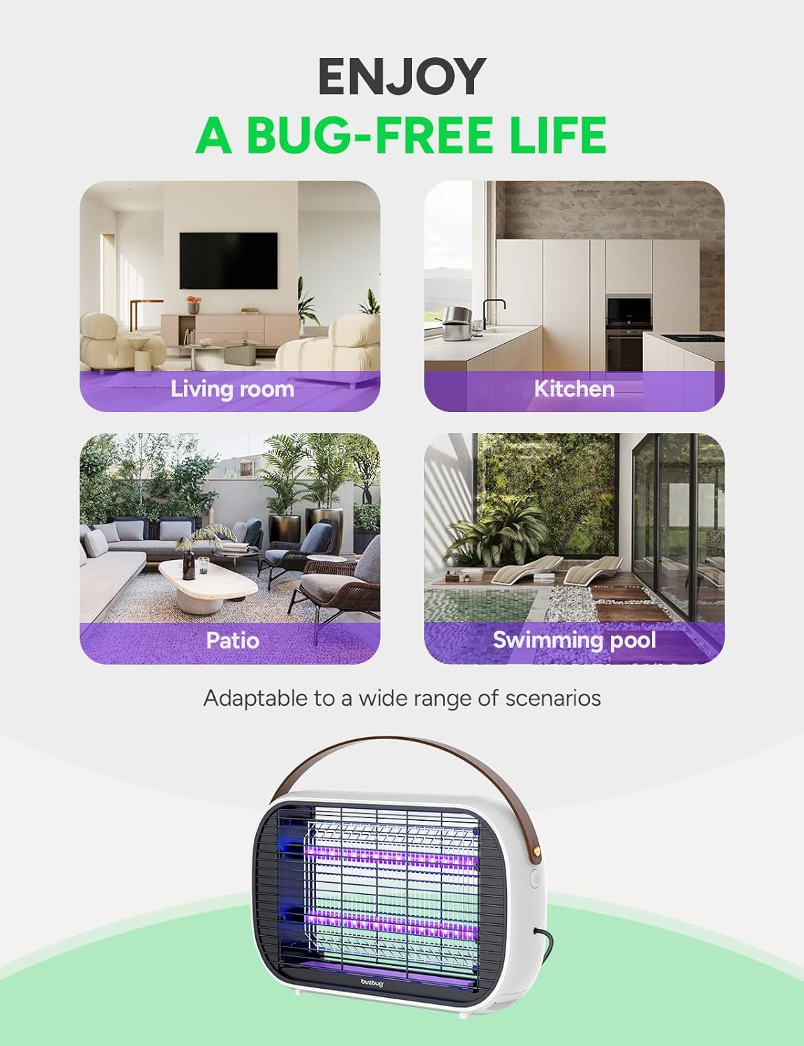 Detalle de Buzbug LED Fly Zapper Indoor MA015B – dual-colour 365nm/395nm light mosquito & fly trap