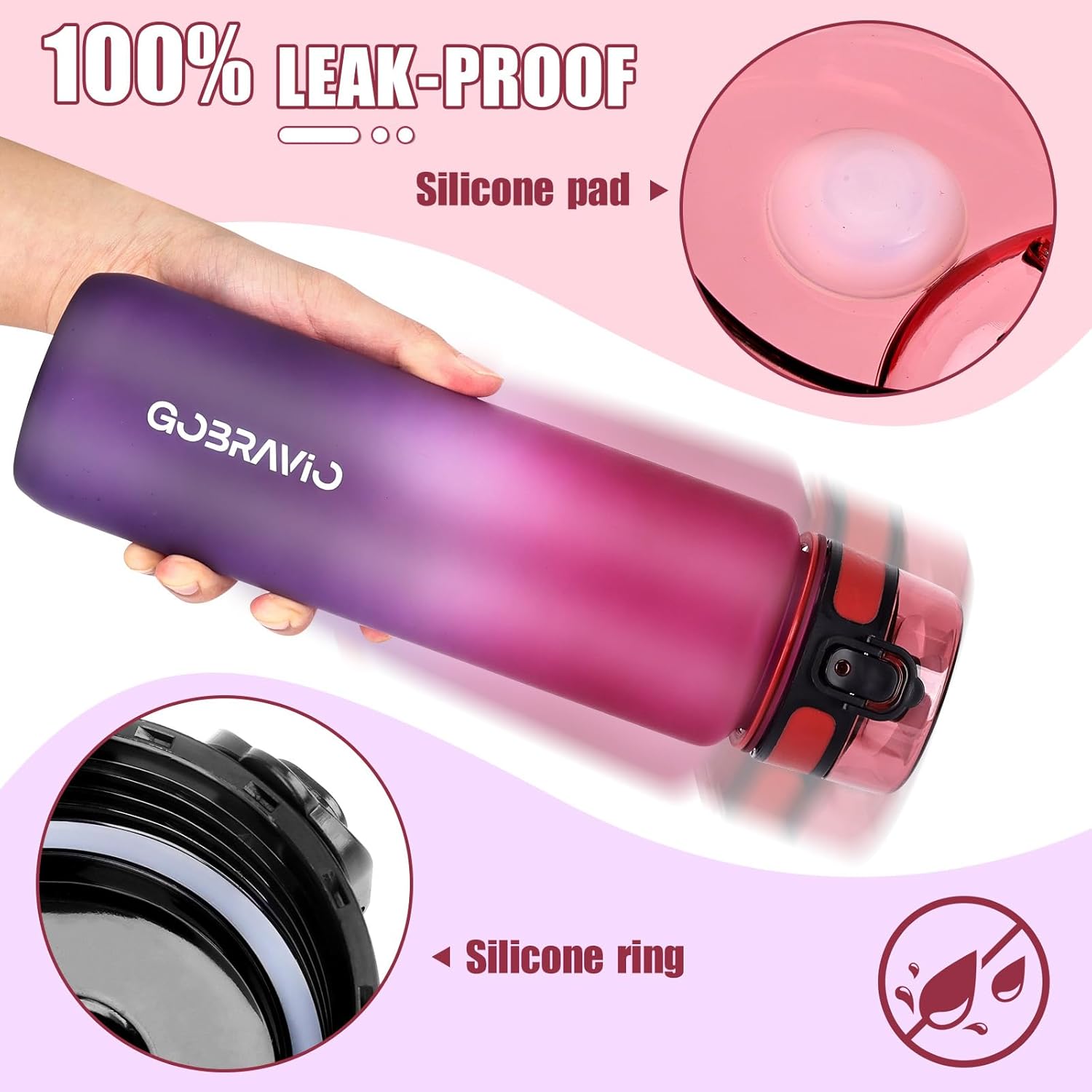 Thumbnail 2 de Gobravio Water Bottle 1L motivational bottle