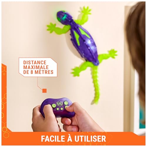 Detalle de HEX BOTS Gecko radiocommandé phosphorescent : le lézard qui rampe sur le sol et grimpe les murs