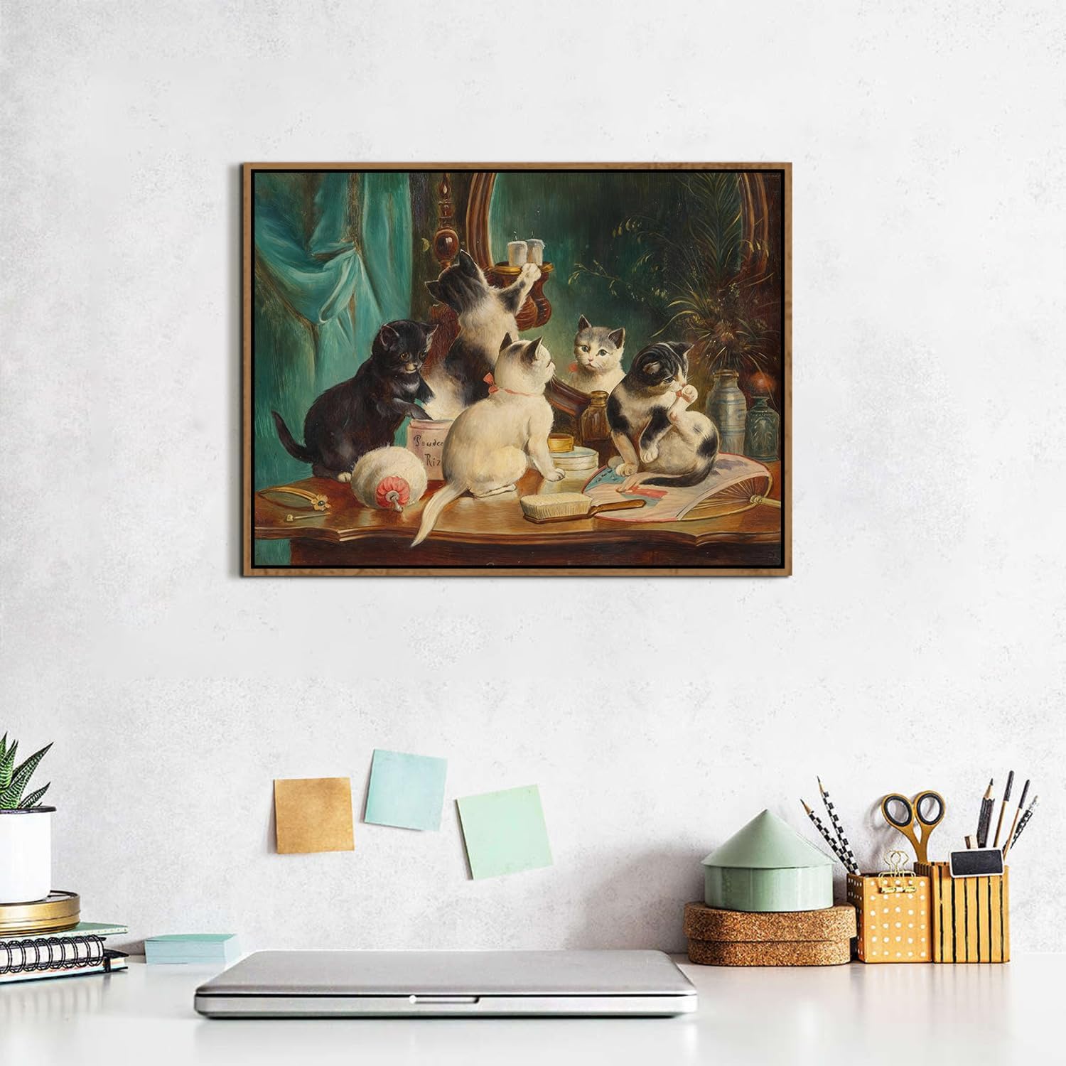 Thumbnail 4 de Retro Victoria Decor Funny Cat Framed Wall Art (12x16) – Charming Vintage Canvas for Bedroom or Nursery