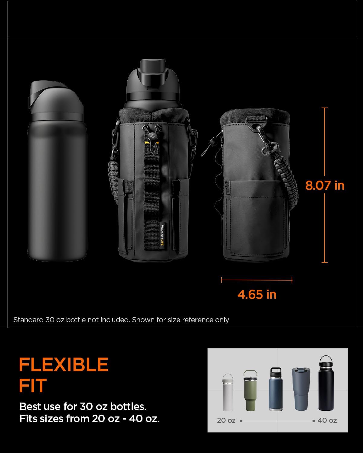 Thumbnail 6 de Sac-Bouteille Sport magnétique Spigen Life LF500 (20-40 oz) avec compartiment téléphone et bandoulière – Noir