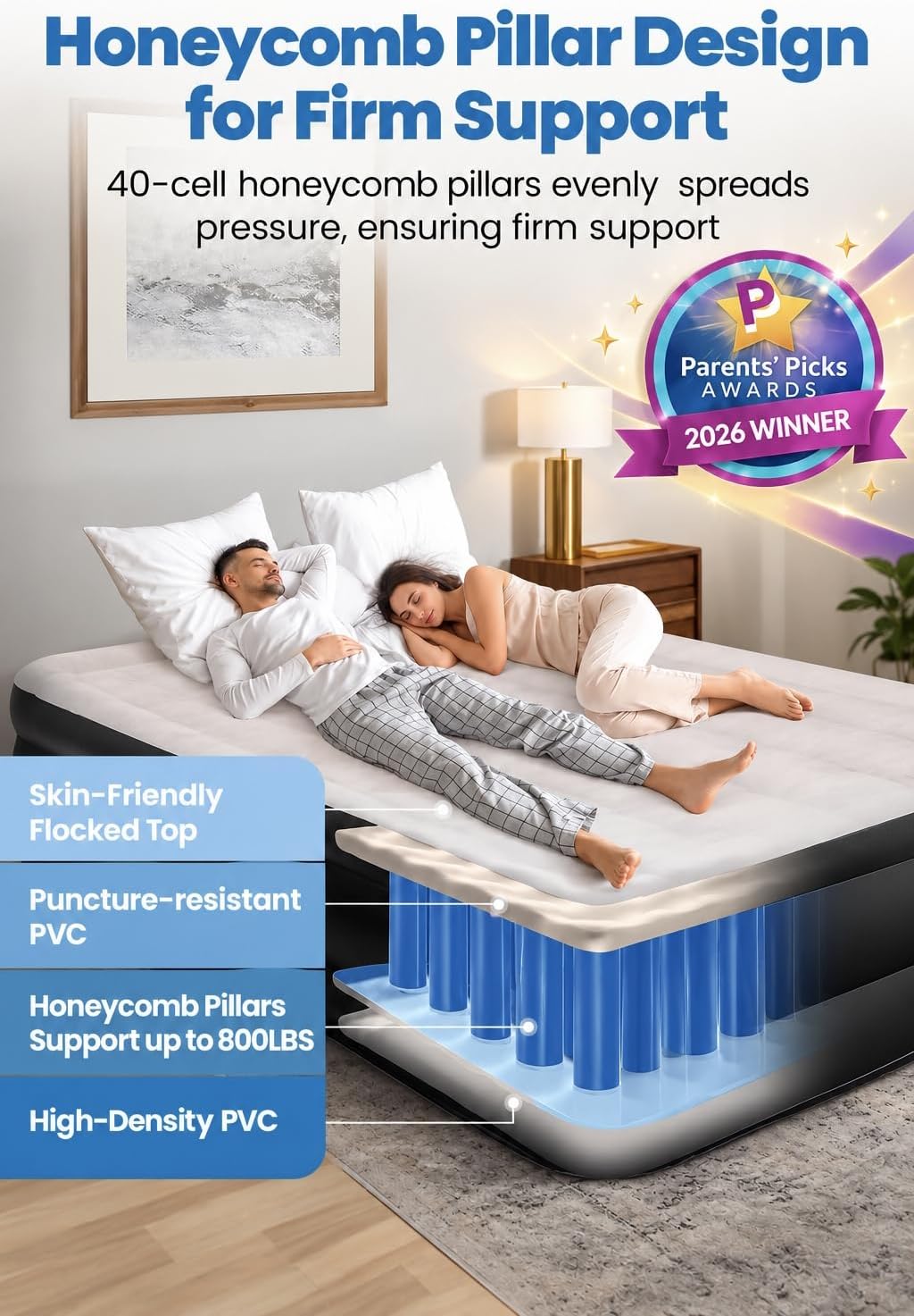 Thumbnail 4 de CHERIMOR Queen Air Mattress 18" raised bed