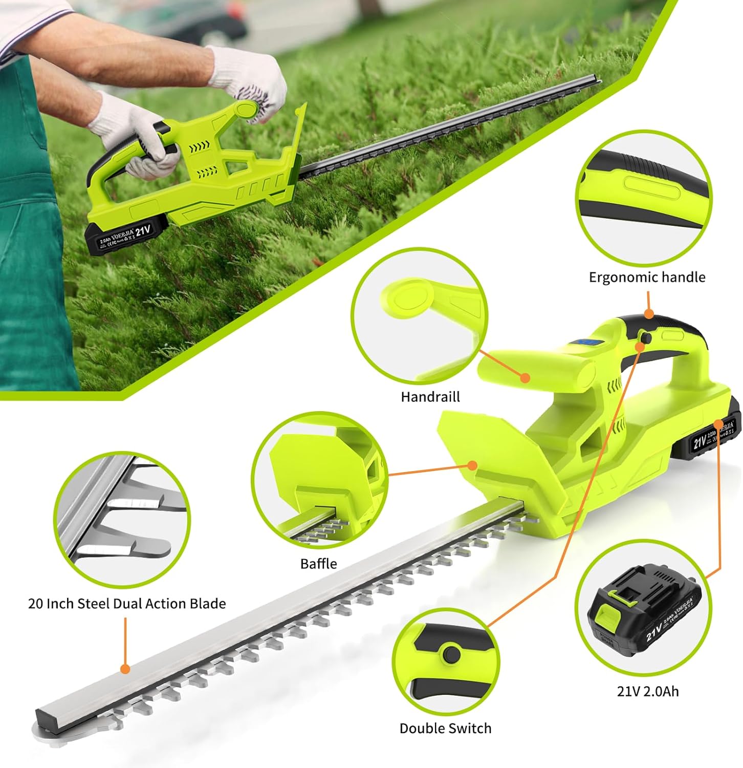 Thumbnail 1 de VOERJIA 20 cordless hedge trimmer 50cm