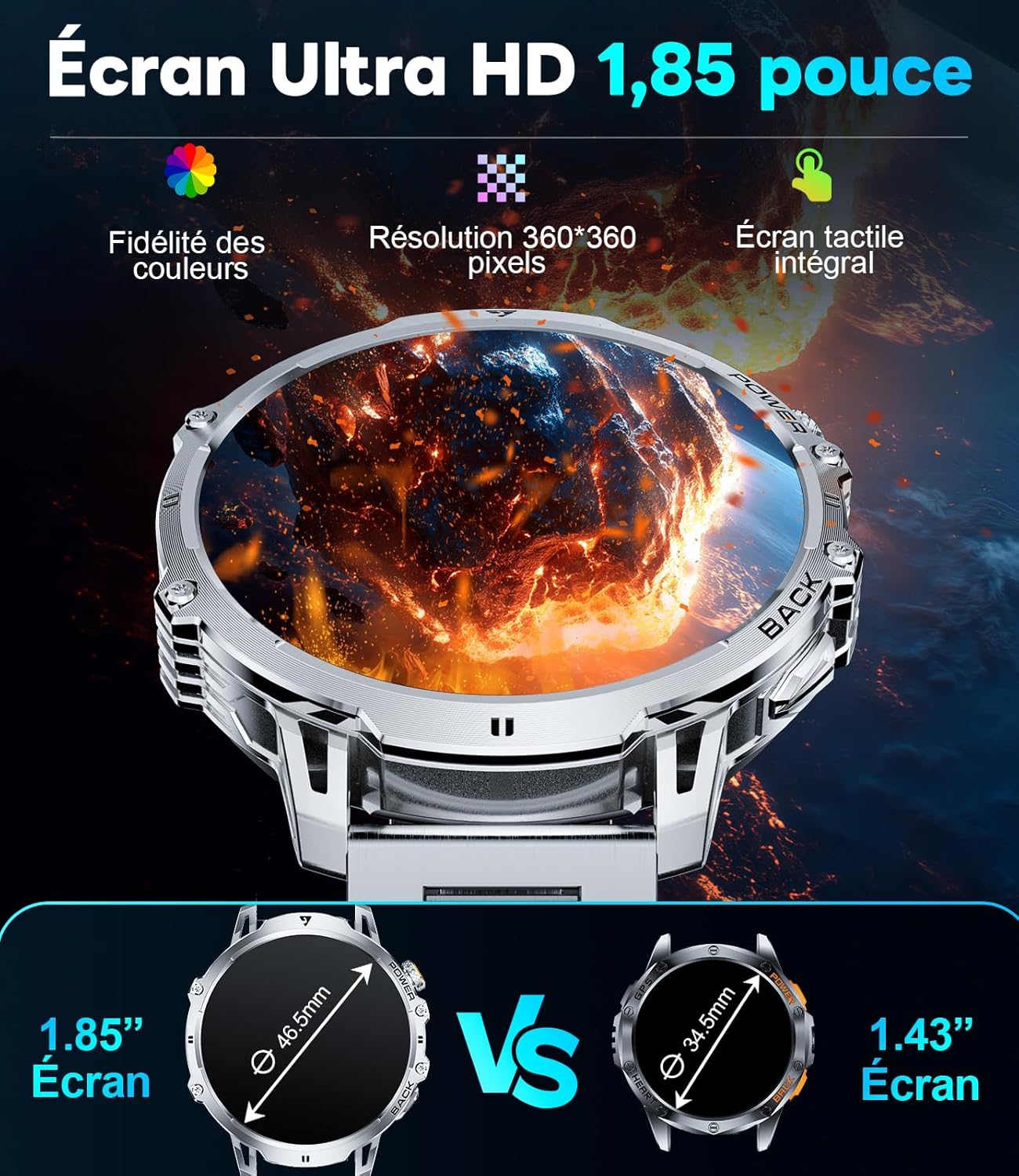 Thumbnail 1 de LIGEMI Smartwatch Uomo 1,85'' – 1000mAh, Telefono e Chiamata, 100+ Modalità Sportive, SpO2, Cardiaco e Sonno – IP68