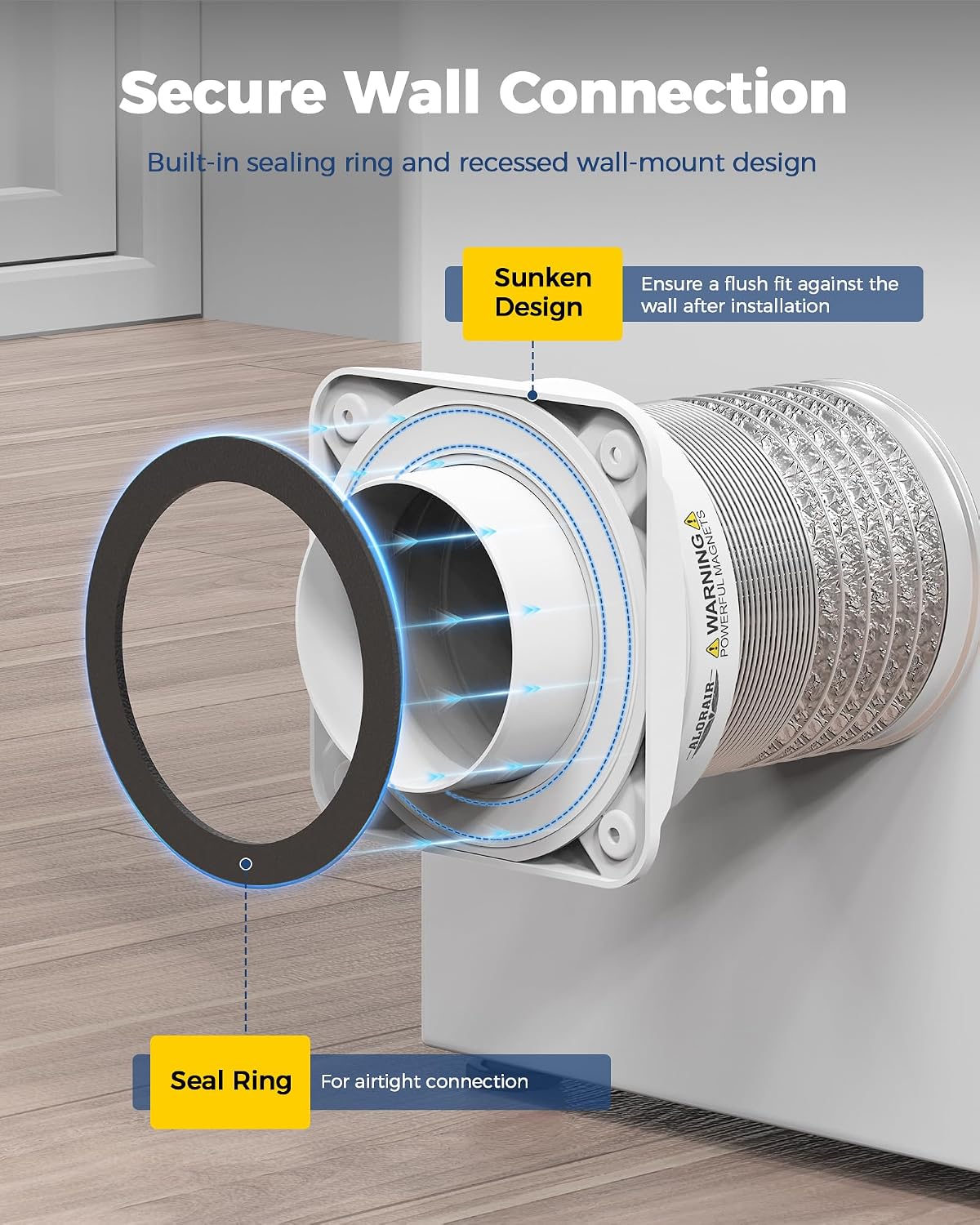 Detalle de ALORAIR DV180 Magnetic Dryer Vent Connector Kit with 4-Inch Hose