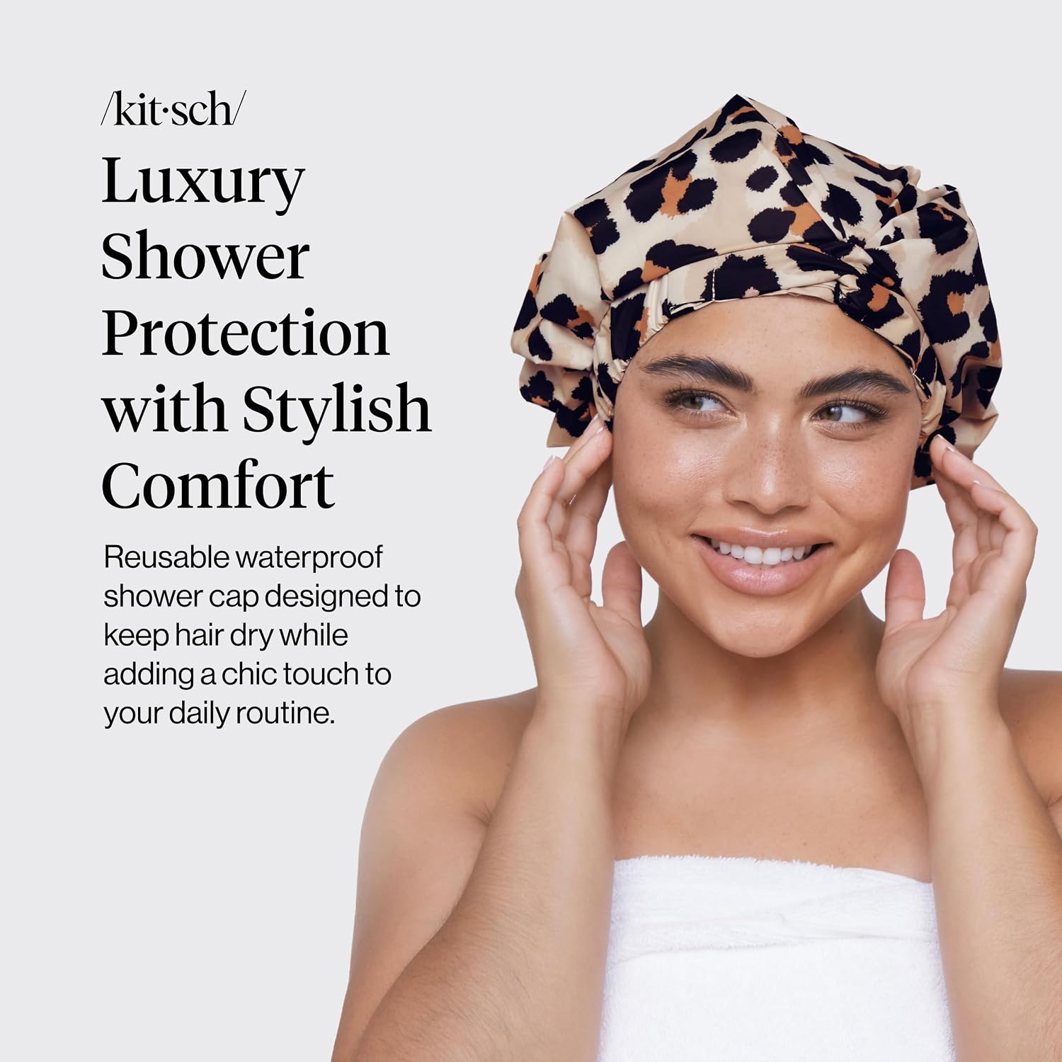 Thumbnail 1 de Kitsch Luxury Leopard Shower Cap for Women — Reusable, Waterproof & Non-Slip