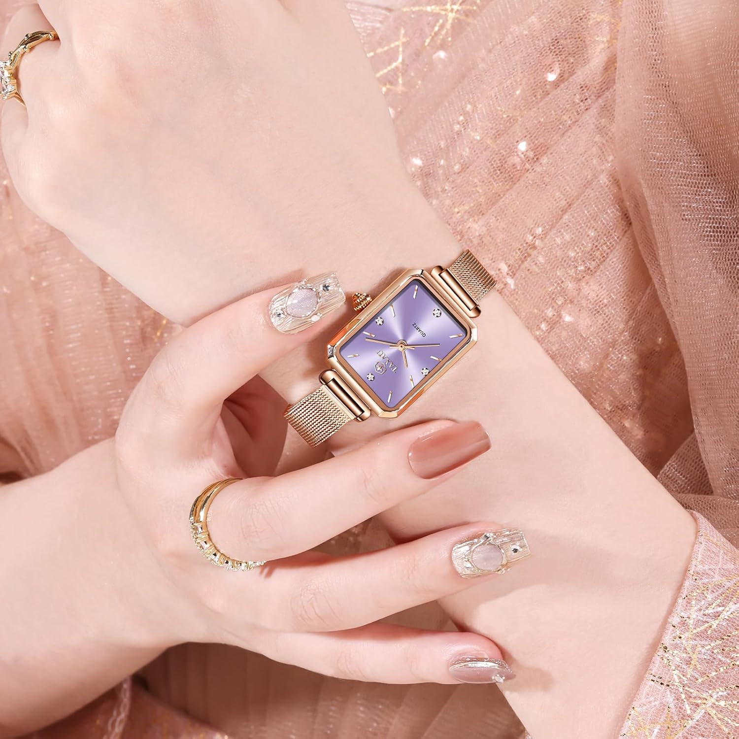 Detalle de Taxau Damenuhr – elegante Edelstahlquarz mit Diamant-Zifferblatt und 30 m Wasserdicht