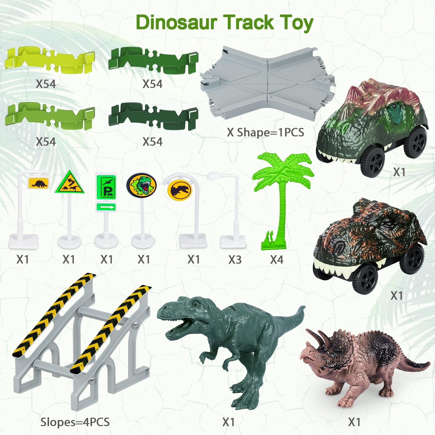 Detalle 2 de Dinosaur Race Track Set 216 Pieces 🦖