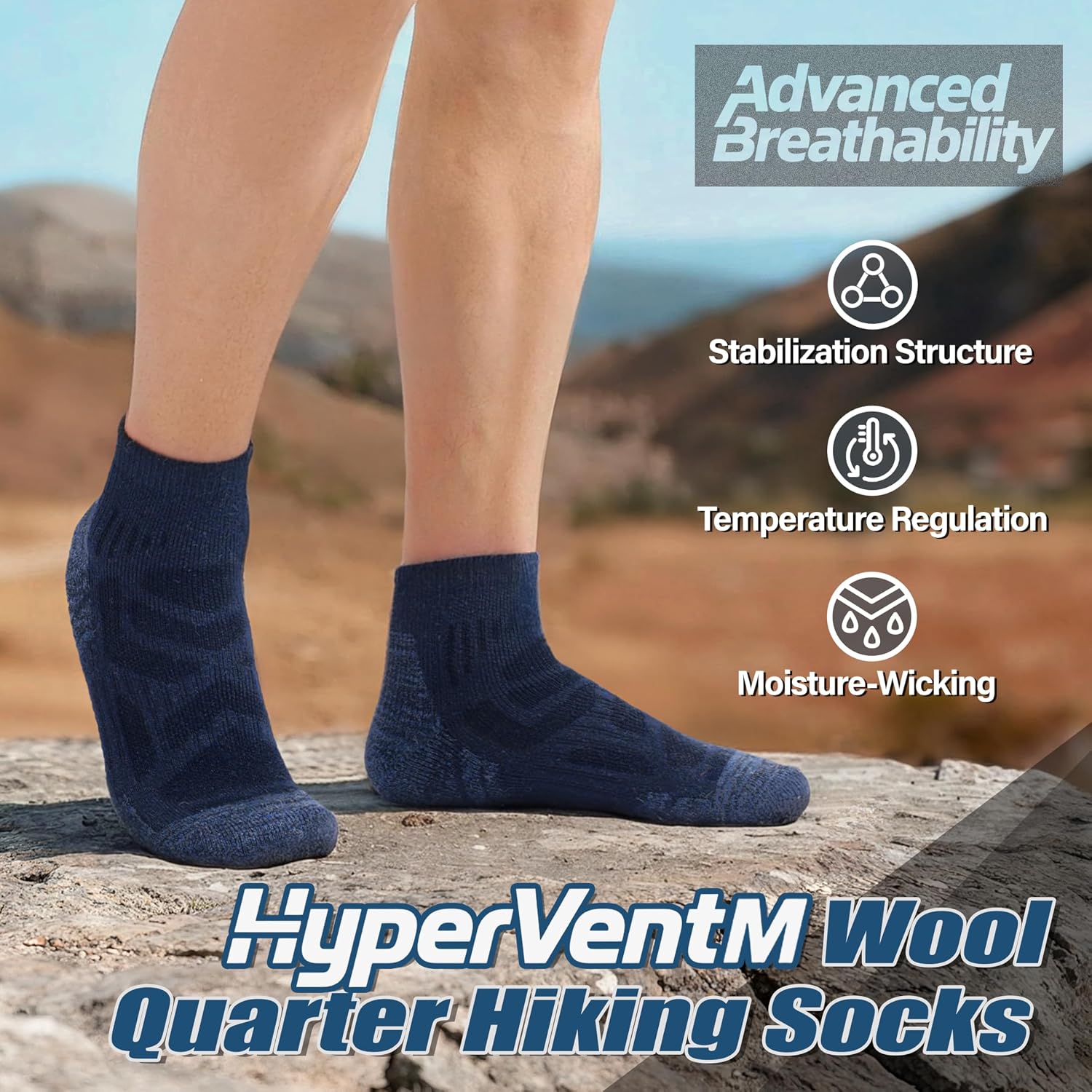 Detalle de ANTSANG Merino Wool Hiking Socks, 6 Pairs