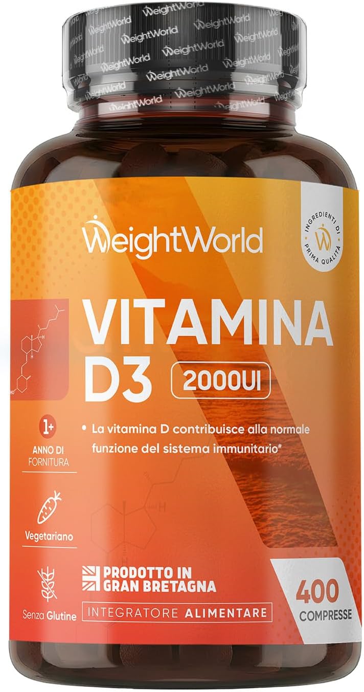 Detalle de WeightWorld Vitamina D3 2000 UI Colecalciferolo – Vegetariana, 400 Compresse