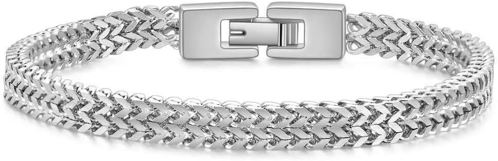 Detalle de JSNOM Bracciale Uomo in Acciaio Inossidabile 316L - Argento/Nero/Oro Grigio, Taglie 19 cm e 21 cm