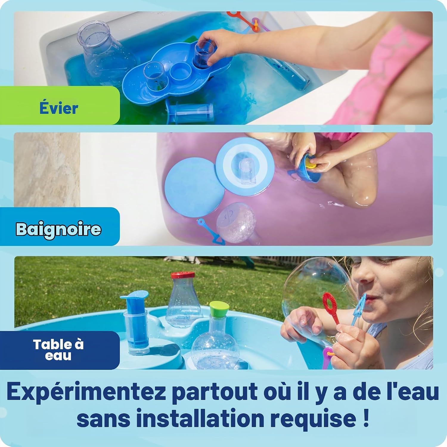 Detalle 2 de Learning Resources LER2945 Splashology Water Lab, kleine blauwe waterexperimenteerset