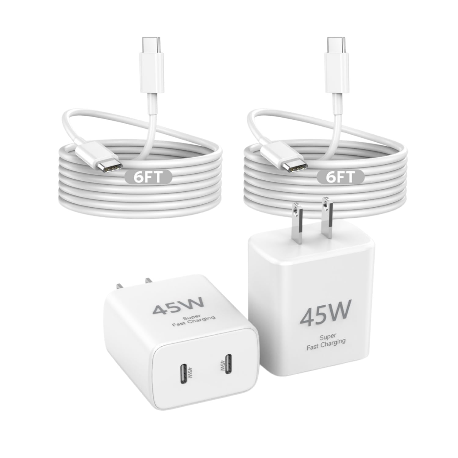 Detalle de 45W USB C Charger 2-Pack with 6ft Cables