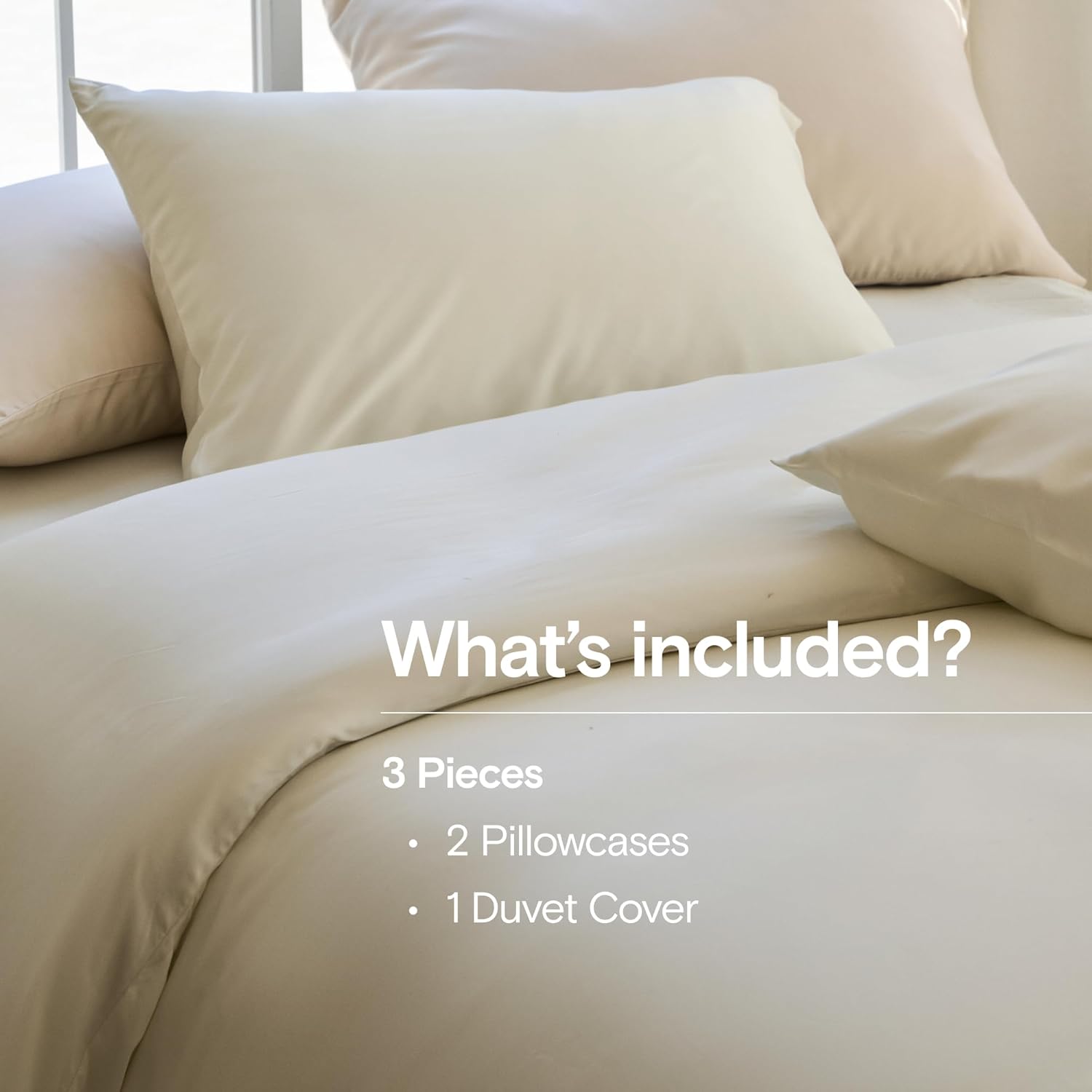 Detalle 2 de DOZ Viscose from Bamboo Duvet Cover Set (1 Duvet Cover + 2 Pillowcases) — King/Cal King, Ivory