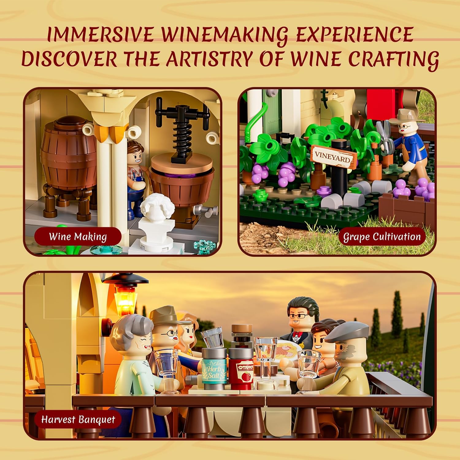 Thumbnail 2 de Lumibricks Weinbau-Anwesen Beleuchtungs Bausteine Set mit LED – 2.800 Teile (Farm-Series Modellbausatz)