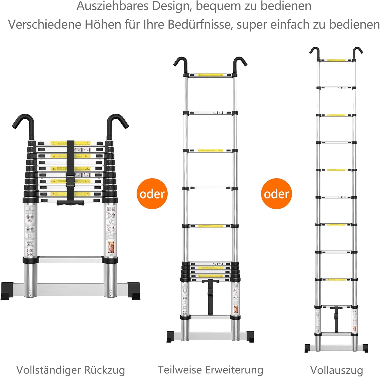 Thumbnail 6 de gymount Teleskopleiter 3,8 m – Mehrzweckleiter, 150 kg Belastung 🪜