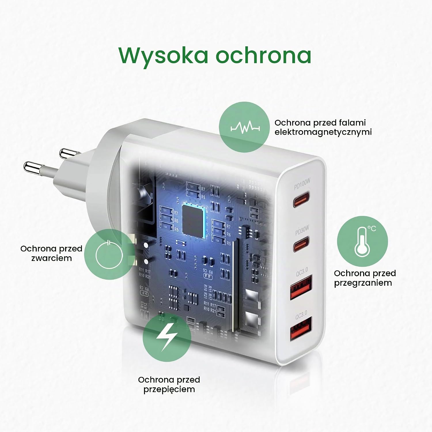 Thumbnail 3 de LEYF ładowarka USB-C 100 W, 4 porty, kabel USB-C 1 m