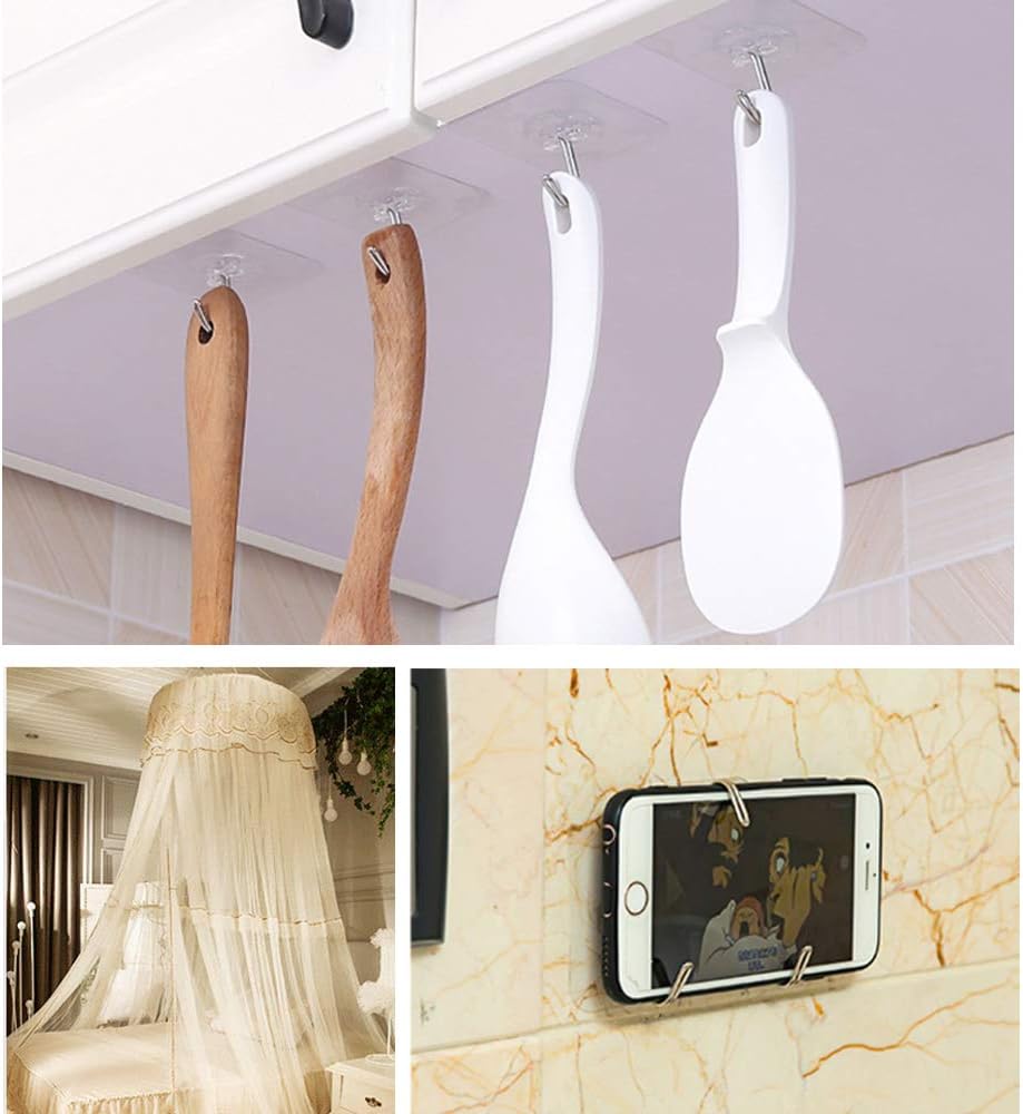 Thumbnail 5 de Lamondre 30pcs Sticky Hooks: transparent self-adhesive wall hooks for kitchen and bathroom