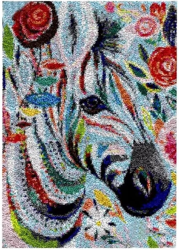 Detalle de ROCKY&CHAO Knüpfhaken-Teppich-Set – DIY-Knüpfhaken Teppichherstellung (50 × 38 cm) mit Zwerge und Blumen