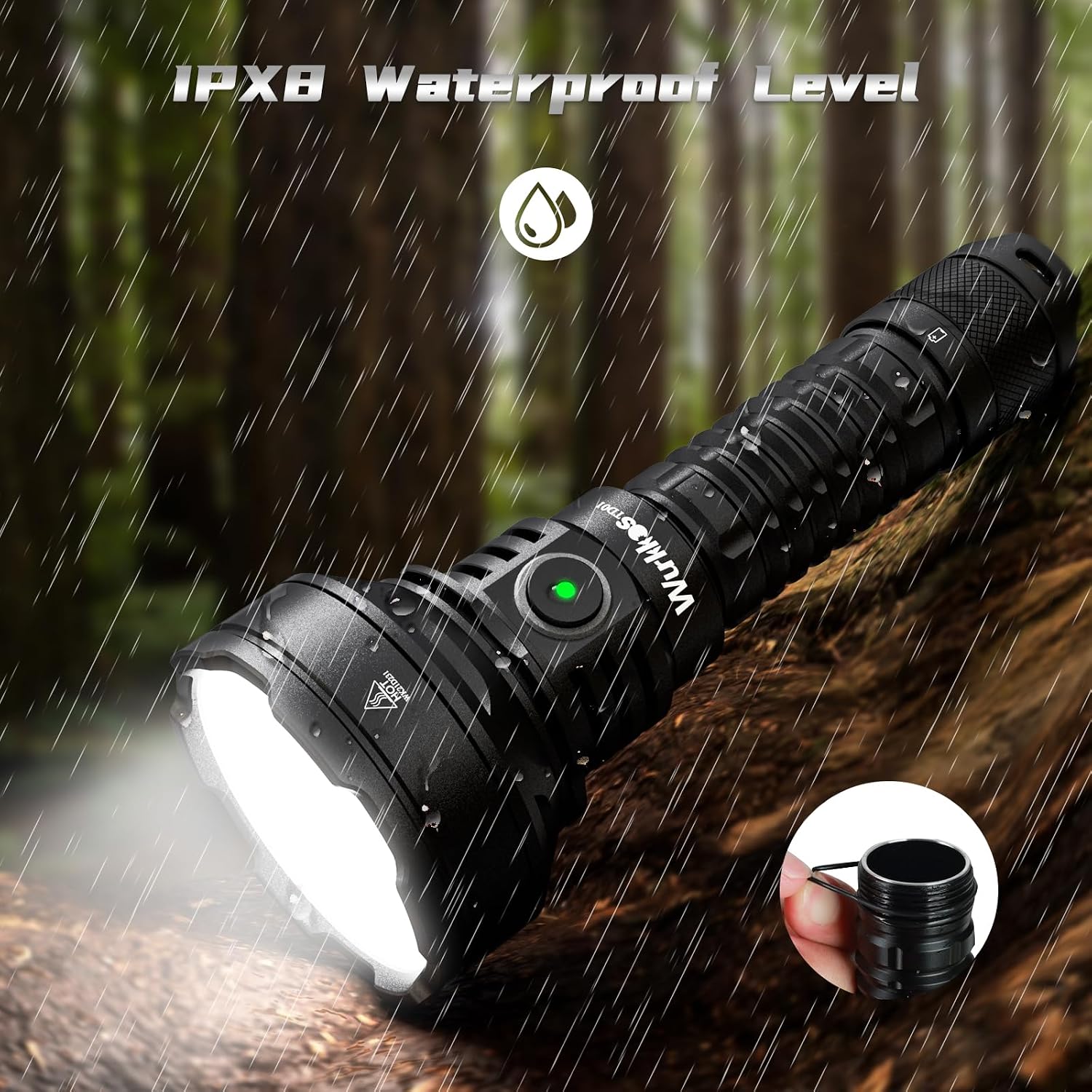 Detalle de Wurkkos TD01-6000K Tactical Flashlight, 2,200 Lumens, 1,039 m Throw, USB-C