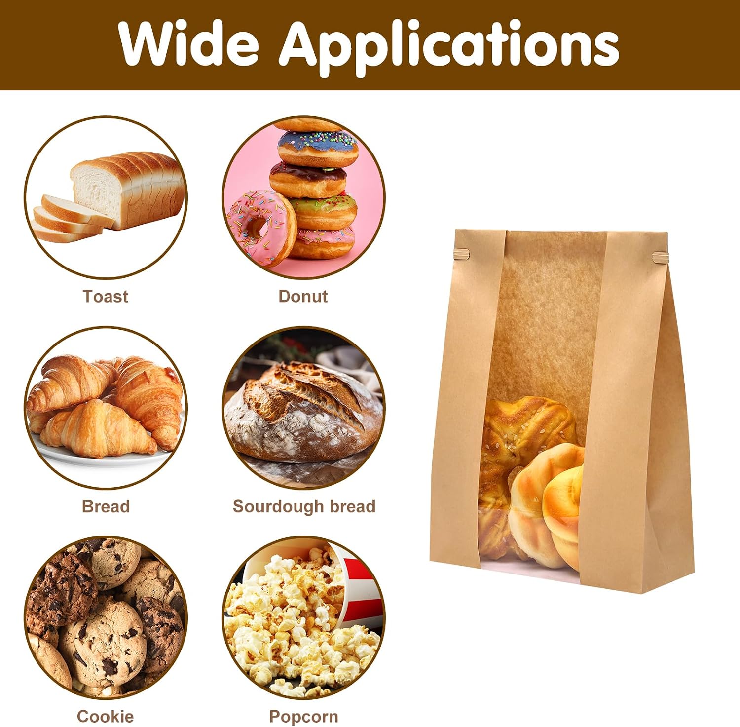 Detalle de Moretoes Bu-JB-26032501 Bread Bags, 240 Count, Tin-Tie Tab and Clear Window