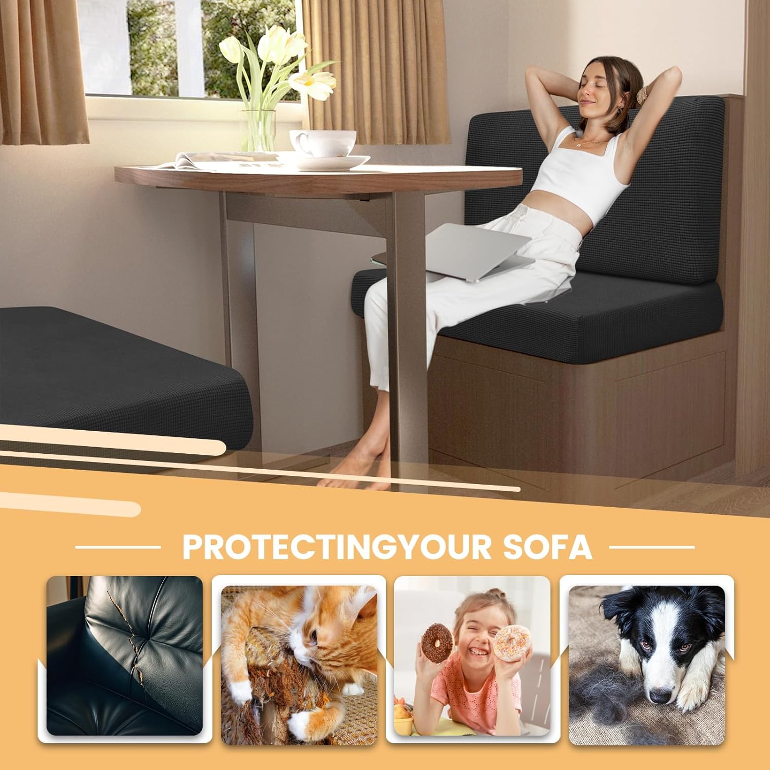 Thumbnail 5 de SHUOJIA Bezüge Für Wohnwagenpolster Jacquard – rutschfest, waschbar und flexibel (W 65–95 cm × D 65–95 cm)