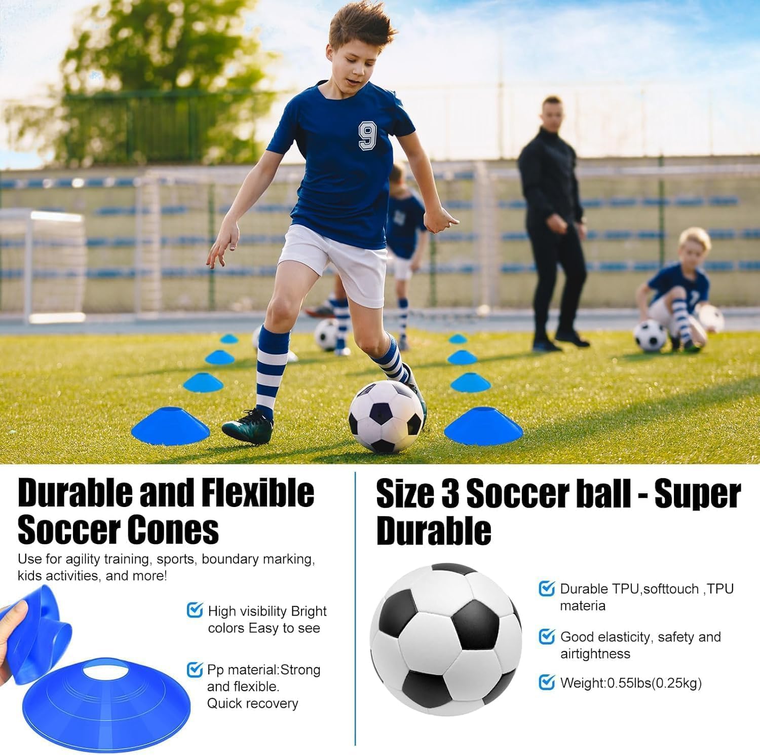 Thumbnail 5 de Kids Soccer Goals for Backyard Set – 2 Pack Portable Pop Up Soccer Nets with Ball and Accessories
