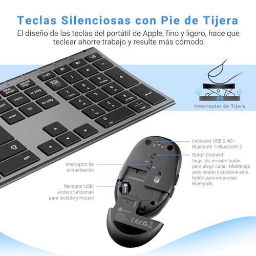 Thumbnail 3 de iClever Teclado y Ratón Inalámbrico DK03-QWERTY 🌐