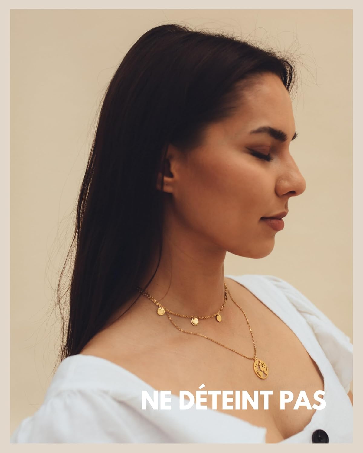 Thumbnail 2 de GD GOOD.designs EST. 2015 Collier globe terrestre femme réglable en acier inoxydable doré et argenté