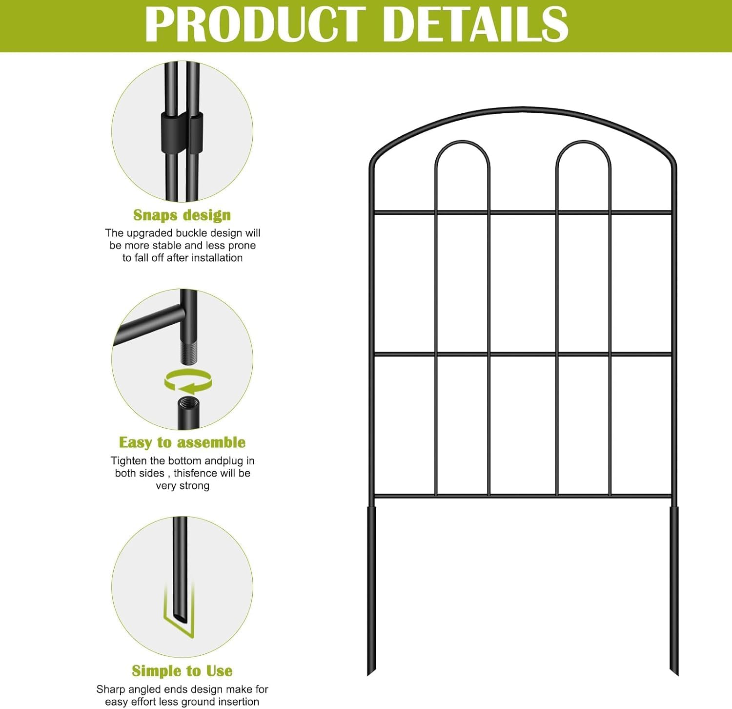 Detalle de LIANTRAL Garden Fence: 6.6m Modular 61cm High Steel Border for Garden Edging
