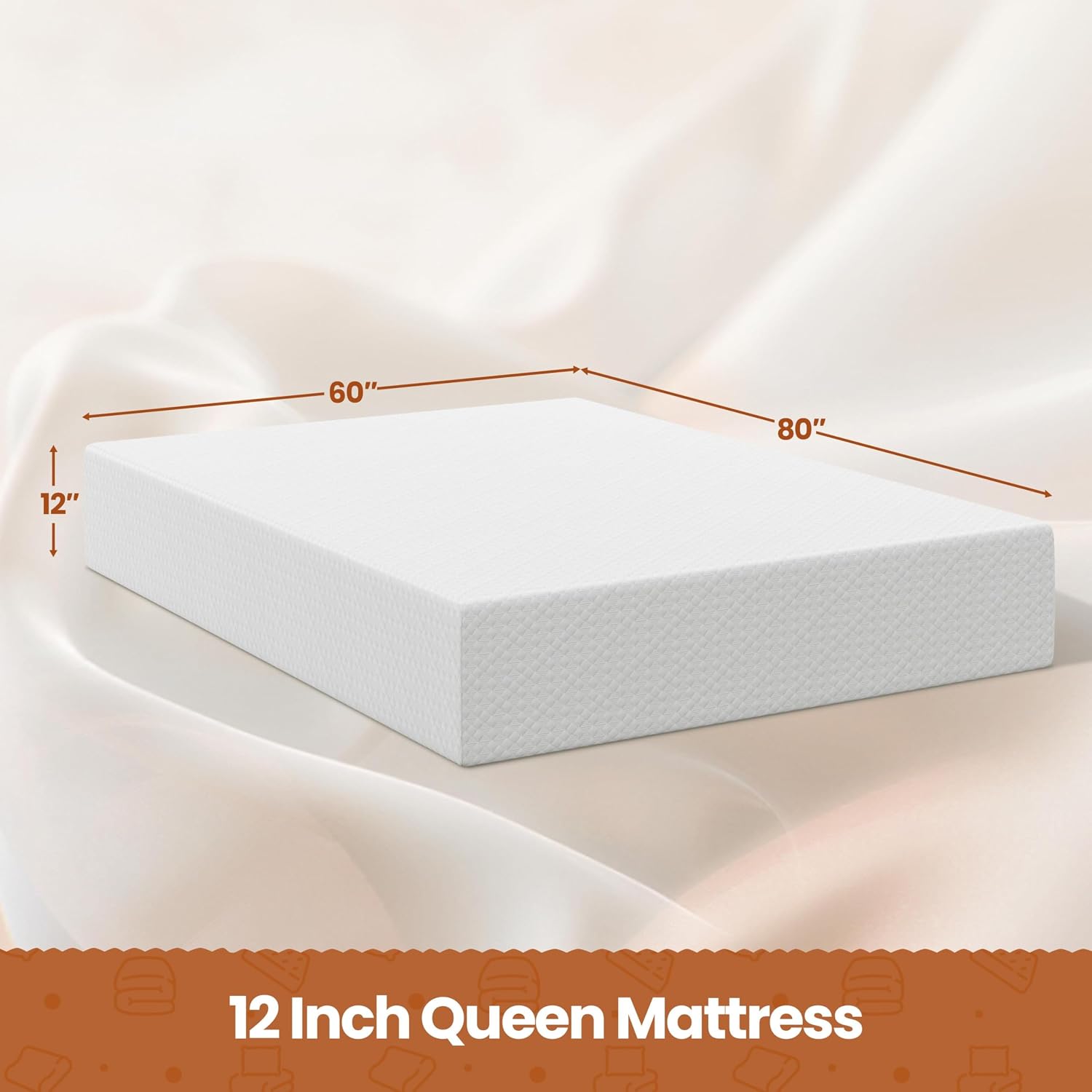 Thumbnail 1 de Yaheetech YTqhxm0001001 Queen Memory Foam Mattress, 12-Inch Gel Top