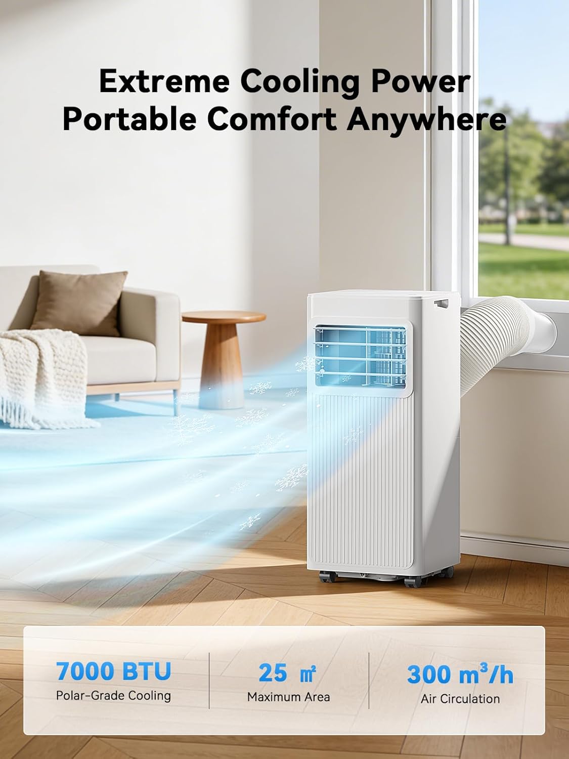 Thumbnail 1 de 7000 BTU 4-in-1 Portable Air Conditioner: Dehumidifier, Fan & Sleep Mode