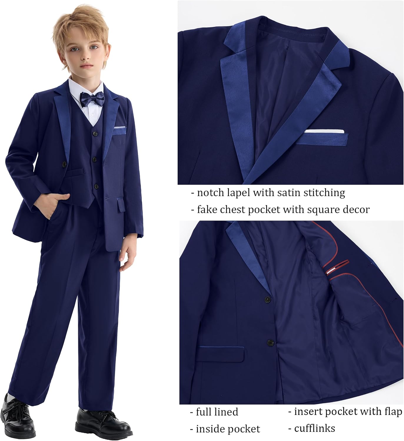 Detalle 2 de LOLANTA Smoking Schwarz Jungen Anzug – Page Boy Set für Hochzeit