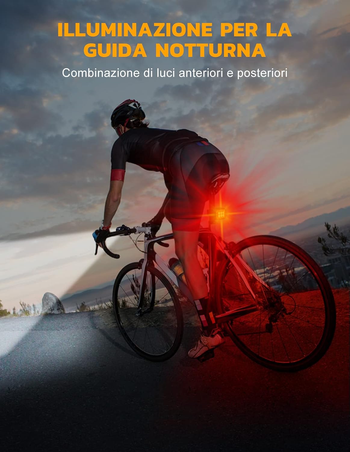 Detalle 2 de CIRYCASE Luci bici kit ricaricabile USB 8+12 modalità