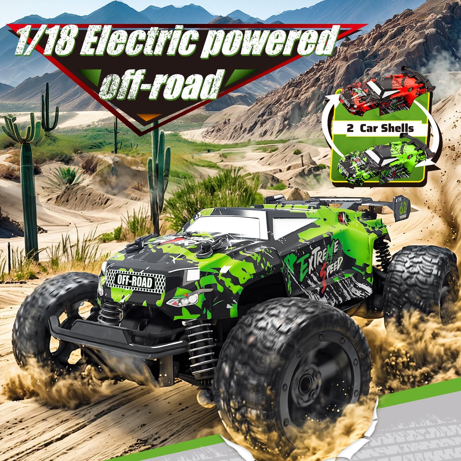Detalle de PENGBU RC DH666-84A RC-monstertruck 1:18 met 2,4 GHz en verlichting