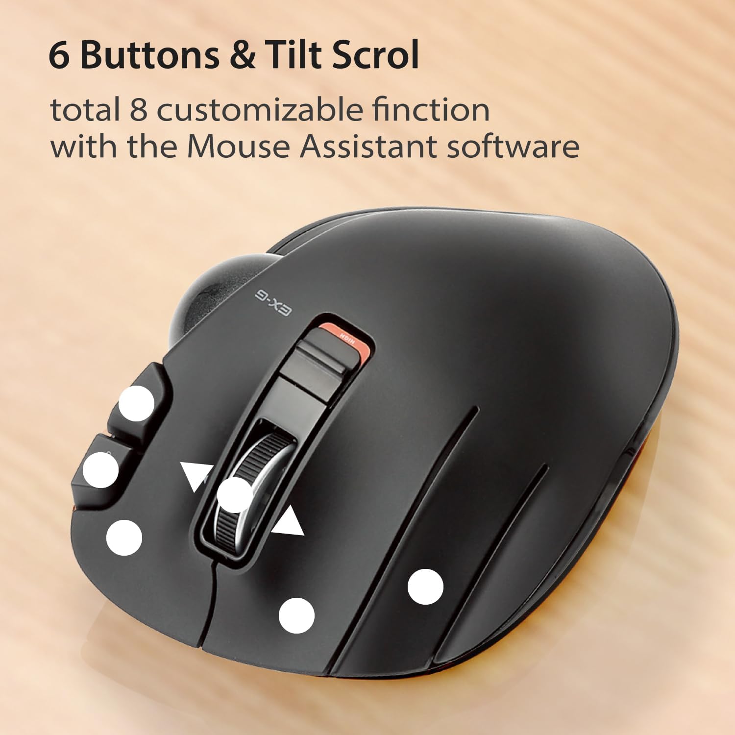 Detalle 2 de ELECOM left-handed trackball mouse M-XT4DRBK