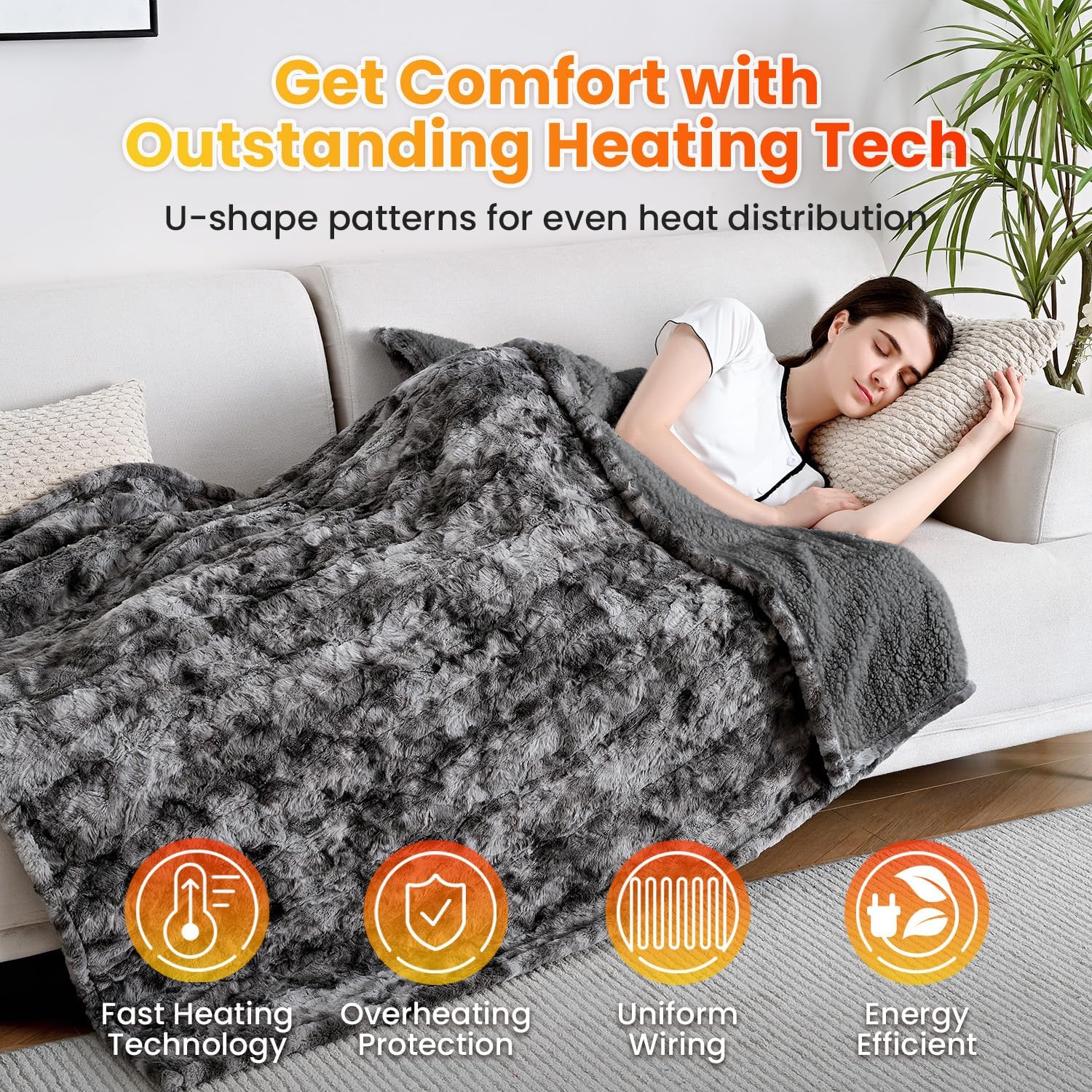 Thumbnail 2 de WOOMER Heated Throw Blanket 50 x 60 in